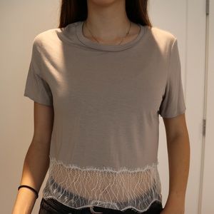Taupe lace shirt